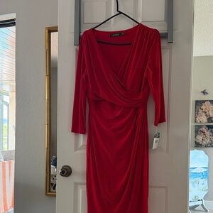 Polo by Ralph Lauren Elegant Red Long Sleeve Dress